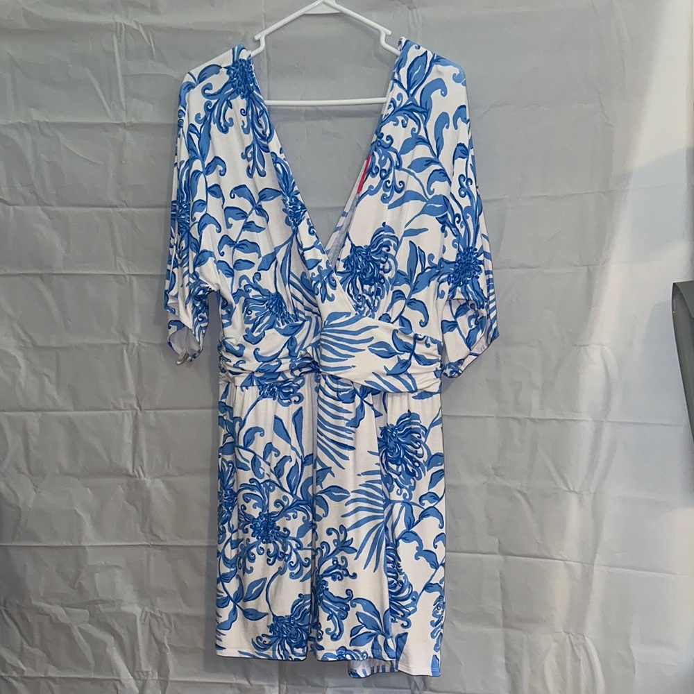 Lilly Pulitzer White and Blue Parigi Romper